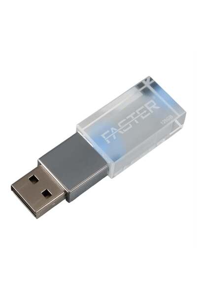 Faster 128 GB Mimi Serisi USB 3.0 Yüksek Hızlı Mavi Işıklı Metal Flash Bellek