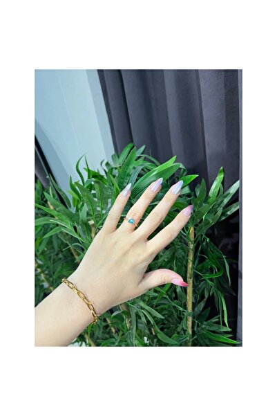 Myth Jewellery Mavi Kalp Zirkon Taşlı 316L Paslanmaz Çelik Yüzük