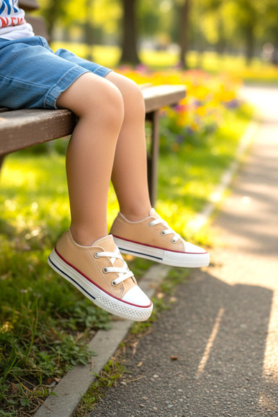 Bebek Sepeti Unisex Girls Boys Baby Kids Short Lace-Up Canvas Linen Sneaker S...