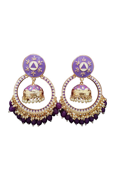 Glamsouq Beautiful Meenakari Design jhumkha Party wear Earrings