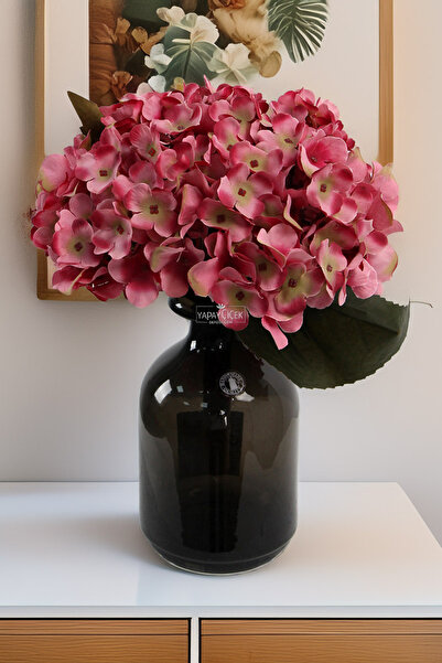 Yapay Çiçek Deposu Yapay Ortanca El Buketi Fuşya