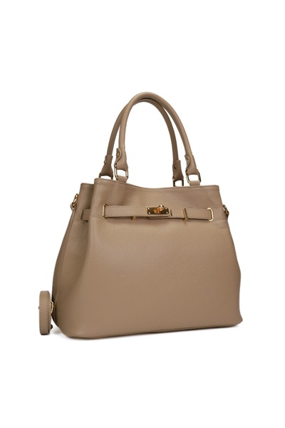 Posete Fagaras Ingrid Leather Purse - Cream, Casual Bag Made of Genuine Leath...