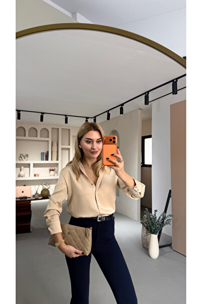 Sezgi Tekin Buttoned Beige Satin Shirt