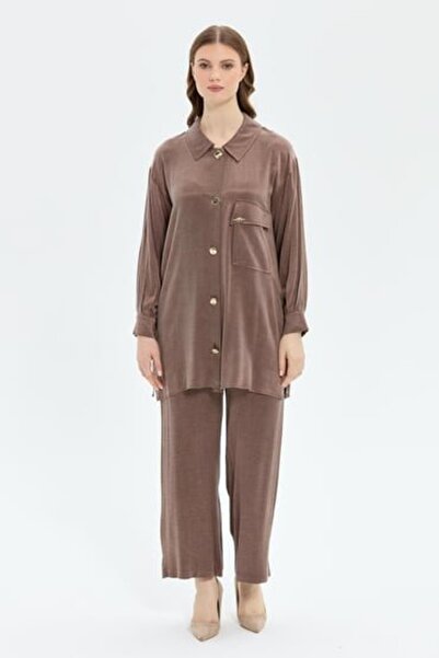 MÜSEMMA Oversize Shirt Collar Midi Women's Set - Casual Chic