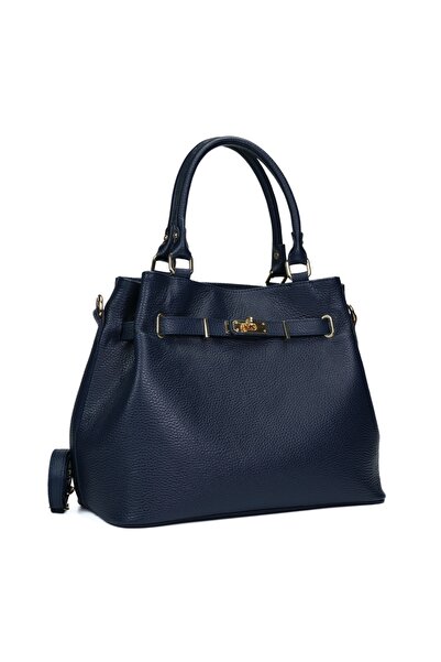 Posete Fagaras Ingrid Leather Purse - Navy Blue, Casual Bag Made of Genuine L...