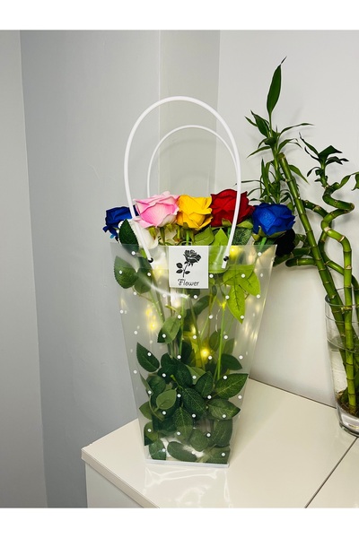 Pretty Ledli Gül Çantası 55 CM Çantalı Gül Buketi Sevgililer Günü Hediyesi Iş...
