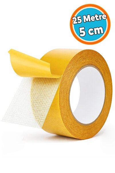 NZB (1 Adet) Çift Taraflı Takviyeli 25 Metre 5 Cm Halı Kilim Kaydırmaz Sabitl...