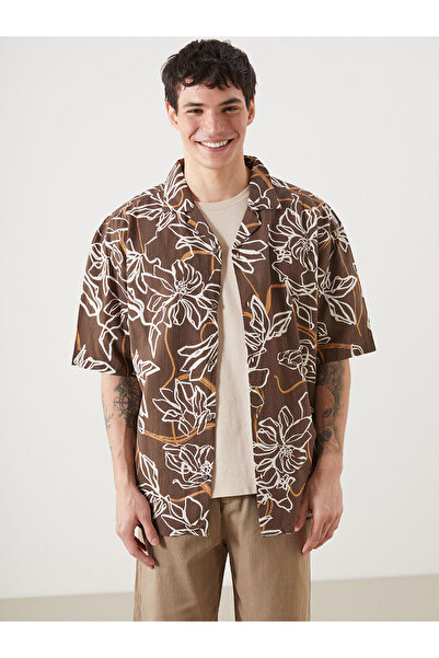 LC Waikiki قميص رجالي منقوش بأكمام قصيرة ومريح