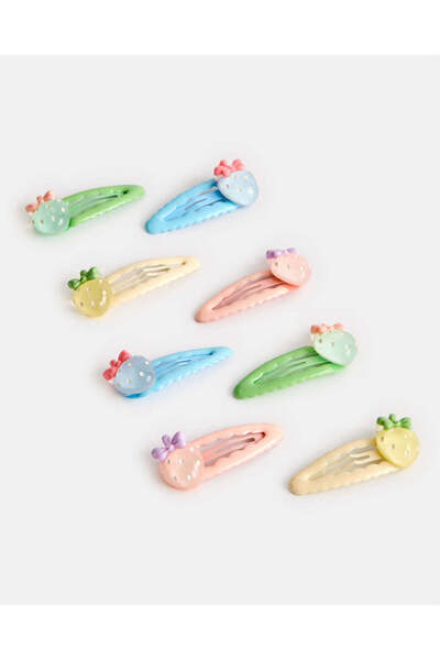 REDTAG مجموعة مشابك شعر مزينة متنوعة للبنات (عبوة من 8 قطع)