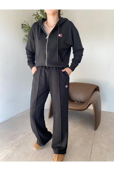 Bade Butik Set de trening negru cu glugă, model de marcă