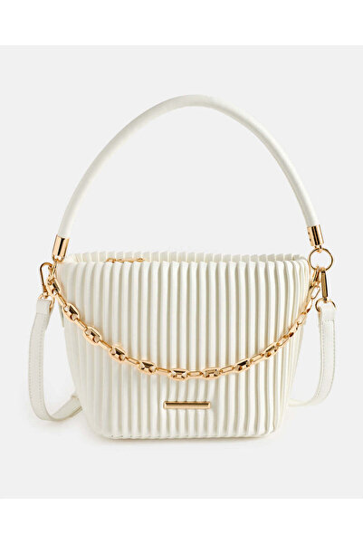 REDTAG Women White Embellished Bucket Bag
