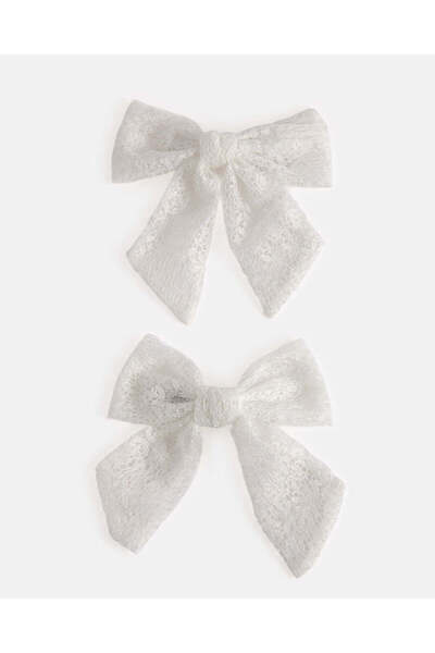 REDTAG Girls White Hair Clip Set (Pack of 2)