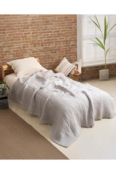 Peshtemalsan MÜSLİN TEK KİŞİLİK 9 KAT %100 PAMUK YORGAN DÜZ AÇIK GRİ