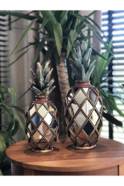 MGS COLLECTION 2li Aynalı Ananas Dk Karışık Dekoratif Biblo