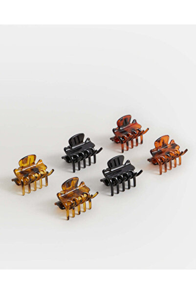 REDTAG Women Black And Brown Hair Claw Set (6 Piece)