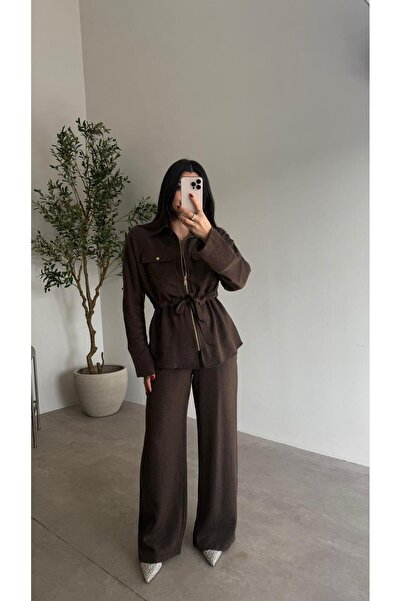 Bade Butik Coffee Waist Drawstring Premium Quality Shiny Set