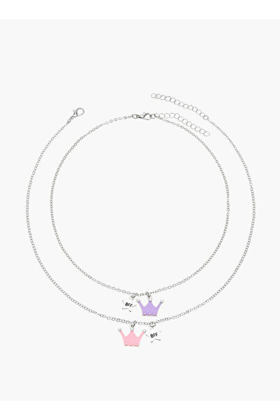 Flora Bella by Shoexpress Crown Pendant BFF Necklace - Set of 2