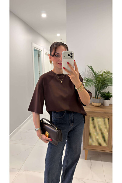 BİRCANÇİL Chesica Brown Modal Basic T-Shirt