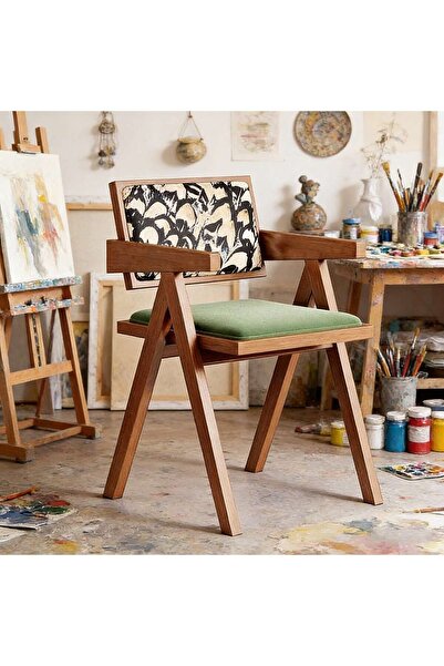 Mtanvxay كرسي استرخاء متعدد الاستخدامات بتصميم كلاسيكي من خشب المطاط ومقعد مخ...