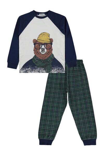 Civil Boys Bear in a Hat 6-9 Years Old Pajama Set - Navy Blue 9-10 Years Old