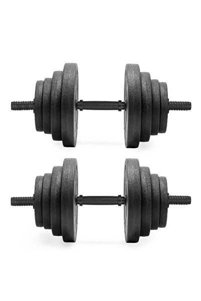 SERSIMO Set gantere reglabile 20 kg (2 x 10 kg), plăci acoperite cu PP, negre