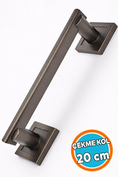 NZB 20 Cm Kare Rozetli Antrasit Çekme Kol Minimal Tasarım Güçlü Metal Yapı Ka...