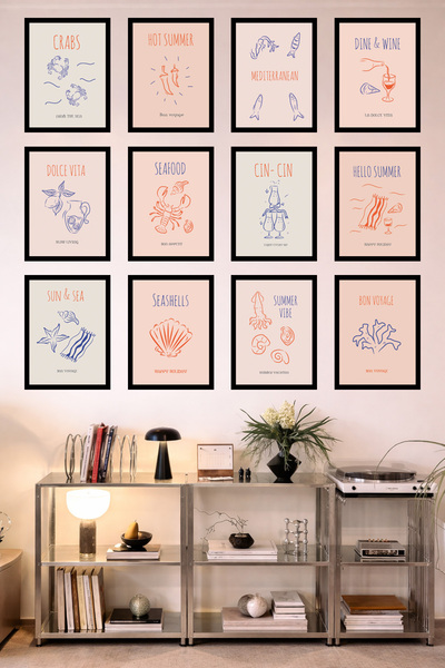 UNT 12-Frame Look Kitchen |   Modern |   Retro Wall Poster Painting Set – 15X...