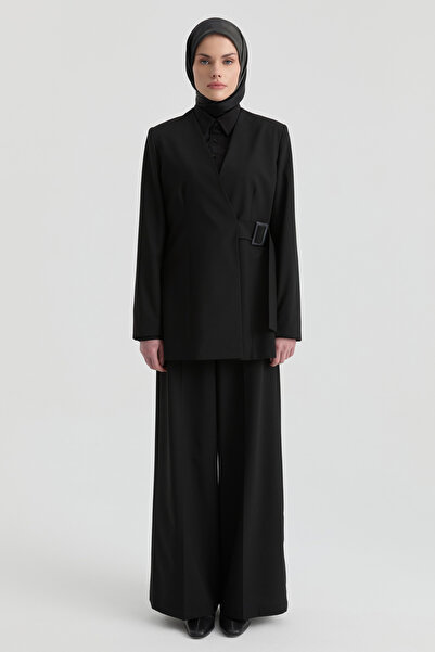 Tuğba V Yaka Blazer Ceket - Siyah