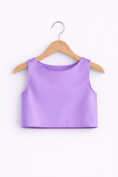 SUNEH Kız Çocuk Lila Crop Party, Özel Gün ,Doğum Günü Kombin Büstiyer