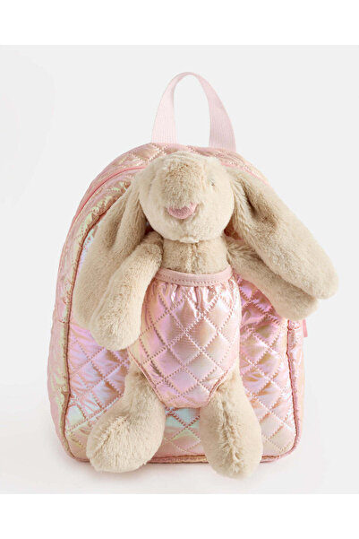 REDTAG حقيبة ظهر للبنات من الفرو باللون البيج والوردي