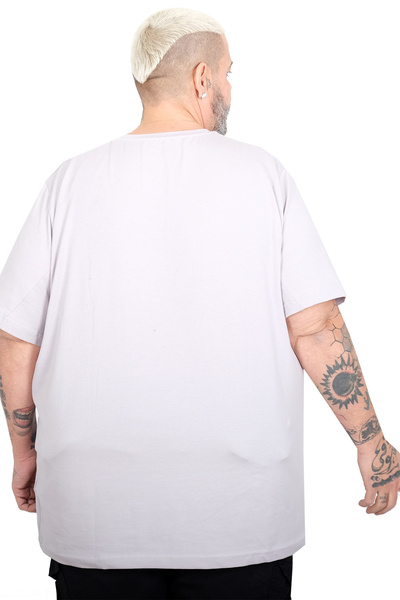 ModeXL Mode XL Büyük Beden LİKRALI Bisiklet T-Shirt 20149 GRİ