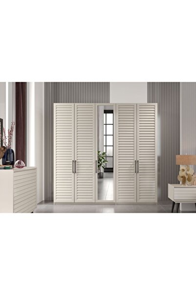 Doressa Home Rent Beige 5 Kapılı Gardırop