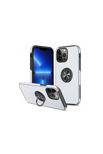 eco port غطاء هاتف آيفون 13 برو مع حلقة النخبة - فضي