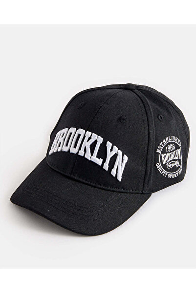 REDTAG Boys Black Brooklyn Embroidered Cap