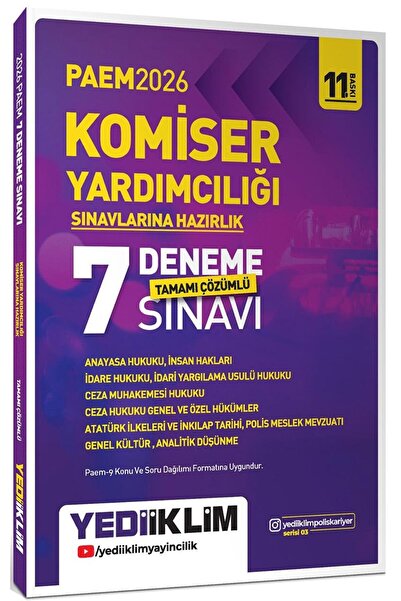 Yediiklim Yayınları Yediiklim 2026 PAEM Komiser Yardımcılığı Sınavlarına Hazı...