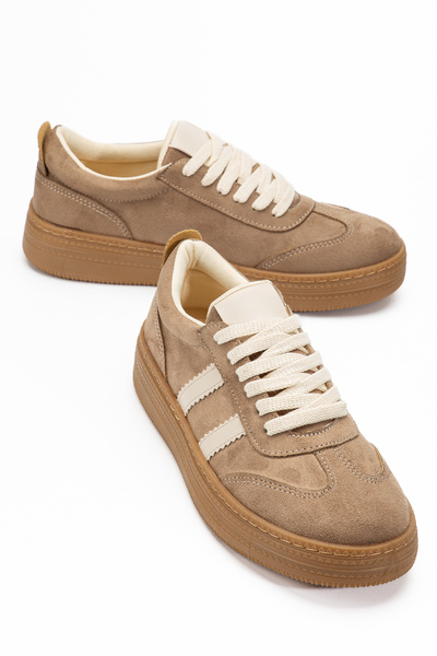 BY BERLE SHOES Women's Mink Suede Thick Sole Sneaker