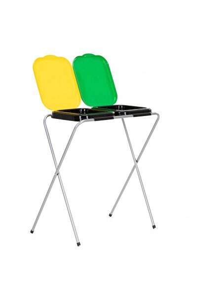 SERSIMO Selective waste bin with 2 compartments, metal frame and PP lids, 68x...