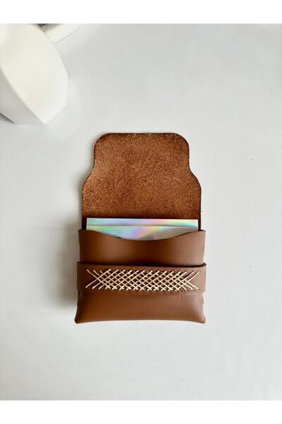 NevoAccessory 100% Genuine Leather Handmade Beige Stripe Patterned Card Holde...