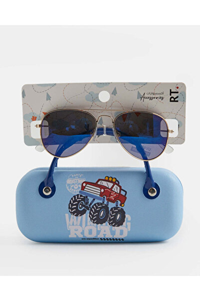REDTAG نظارة شمسية أفياتور سوداء للأولاد مع علبة مطبوع