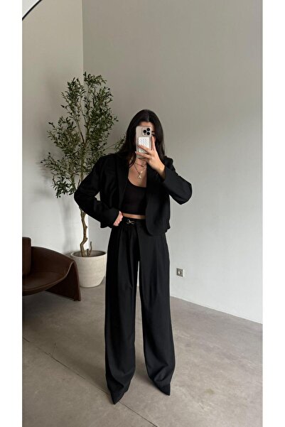 Bade Butik Black buckle detailed bomber jacket set