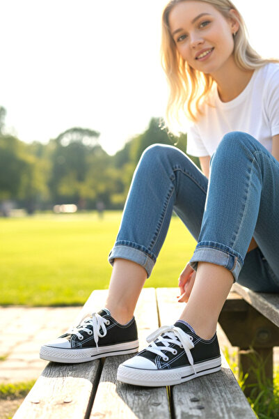 Bebek Sepeti Unisex Youth Short Lace-Up Canvas Linen Sneaker Sports Shoes