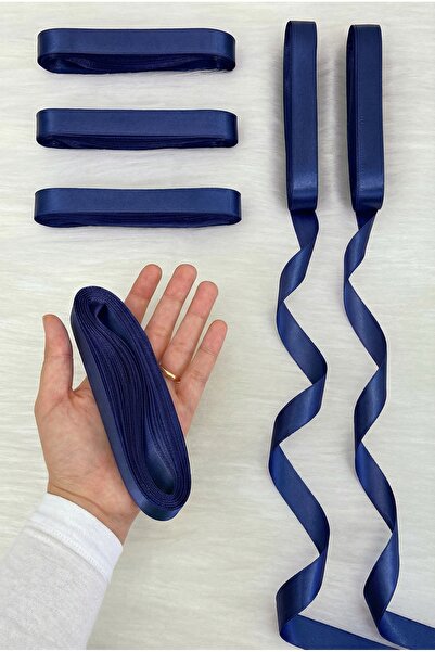 ZEYMERADE Panglică din satin albastru marin 2 cm 10 metri, Bohça Çeyiz Nikah ...