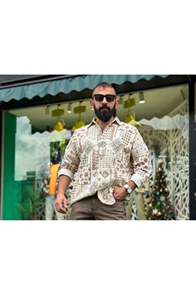 ORMANCI Oversize Etnik Desen Erkek Gömlek