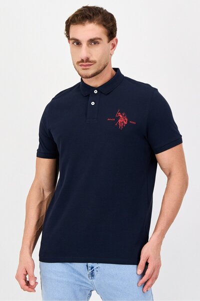 U.S. Polo Assn. Men Regular Fit Embroidered Logo Short Sleeve Polo Shirt, Nav...