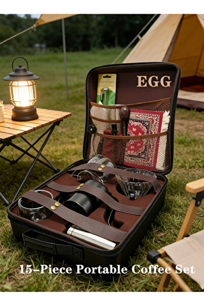 EGG Portable 15-piece Camping Coffee Drip Filter Set, Outdoor Travel Kitchen ...