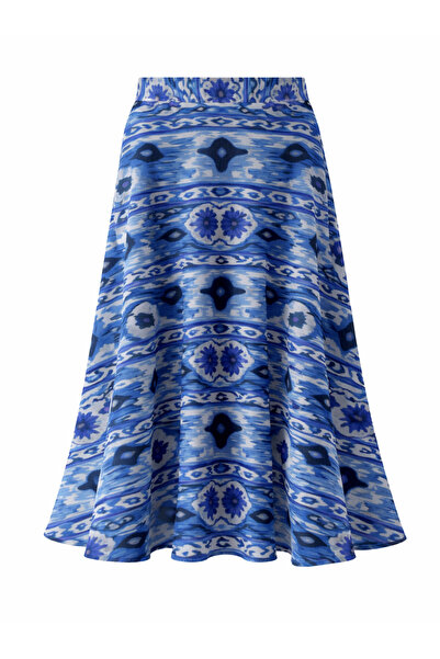 Retrobird Valerie Chiffon Flared Lined Long Women's Skirt Blue