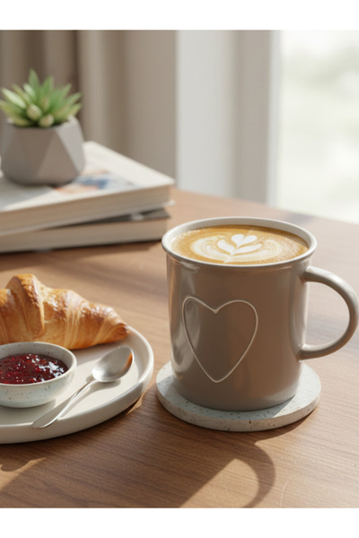 GiFi Retro Time Heart Patterned Ceramic Mug