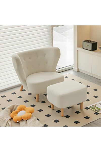 sharpdo كرسي استرخاء عصري منجد على الطراز الاسكندنافي مع مسند للقدمين