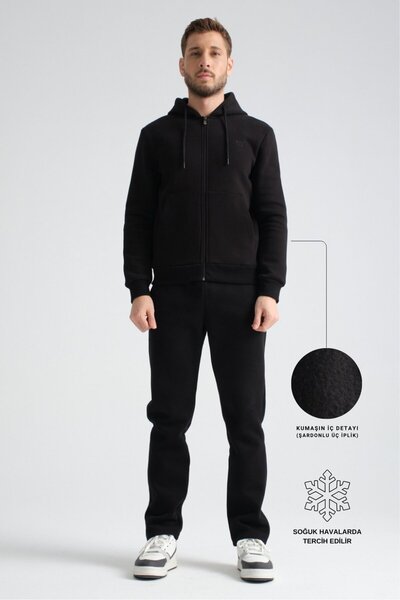 Shooter Sportswear Black Winter Men's Tracksuit Set Luxe Regular Hooded