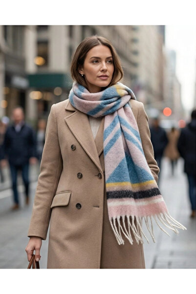 Elit Scarf وشاح فاخر بنمط مخطط - وردي